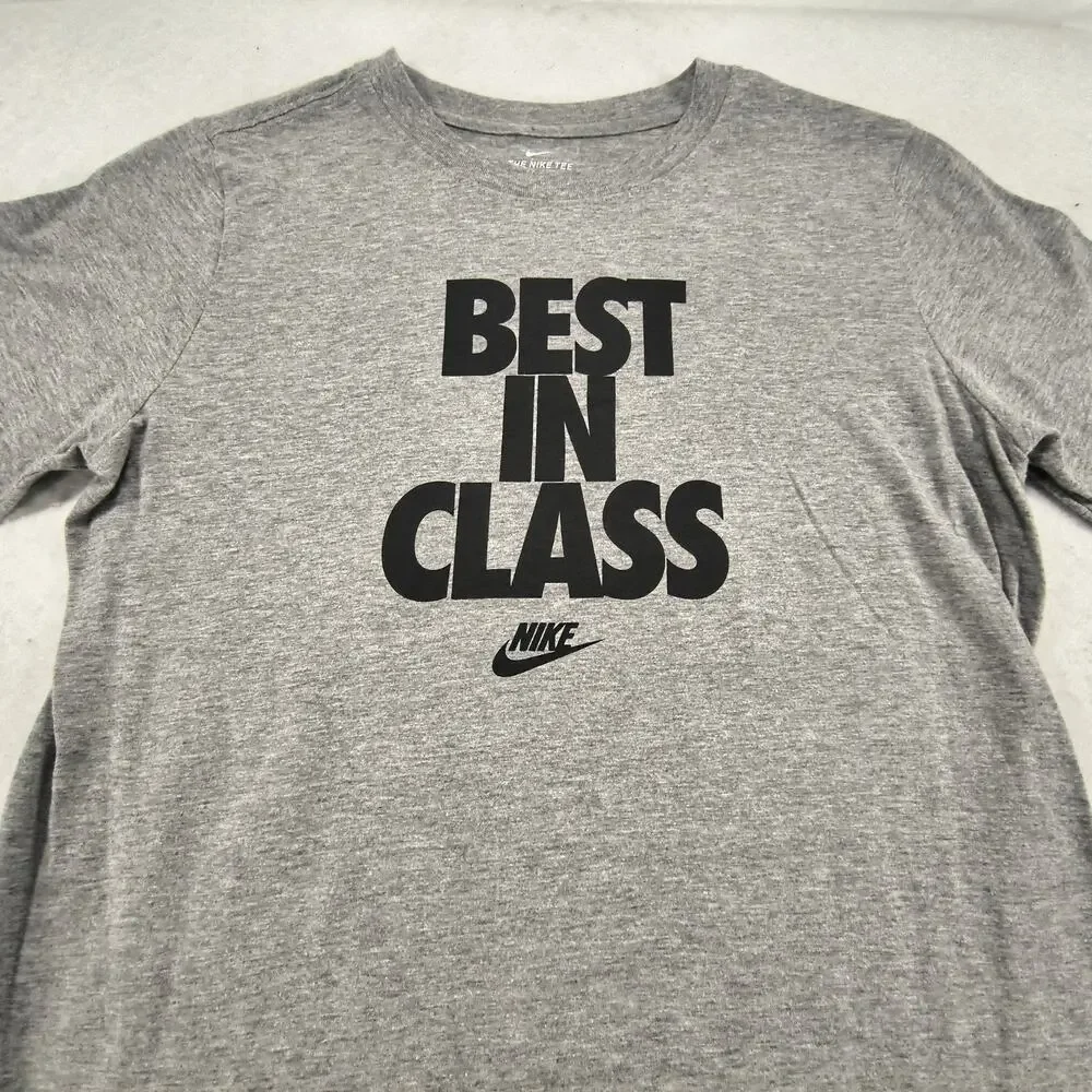 Nike Tee Best In Class Short Sleeve Crew Neck Graphic Shirt Womens Size XL Gray